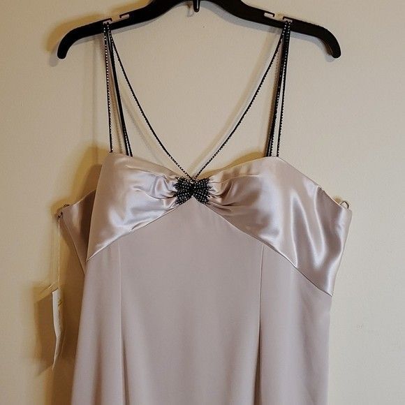 NWT Miss Milan Cream Maxi Gown with rhinestone straps size 20 - Picture 2 of 11